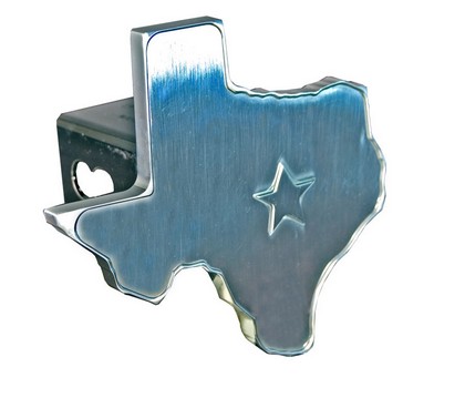 Chrome Finish Texas State Hitch Plug with Star Highlight